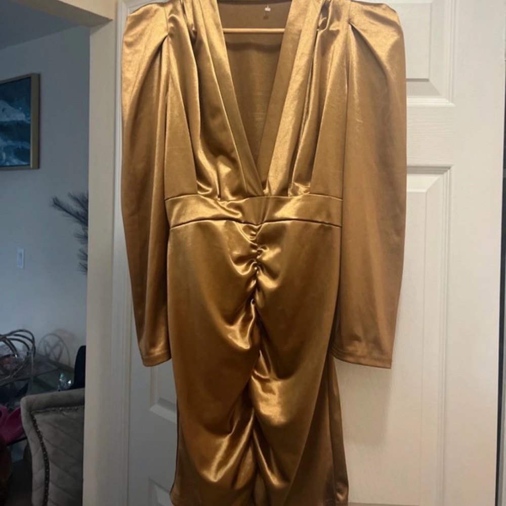Gold Long Sleeve Dress
